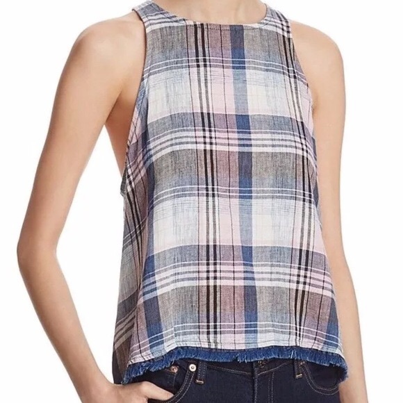 Cloth & Stone | Plaid Fray Bottom Swing Tank Sz S - Picture 1 of 8